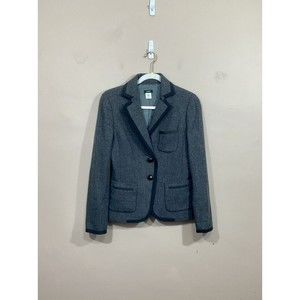 J Crew Womens Professor Blazer 2 Gray 100% Wool Academia Preppy Career Pockets